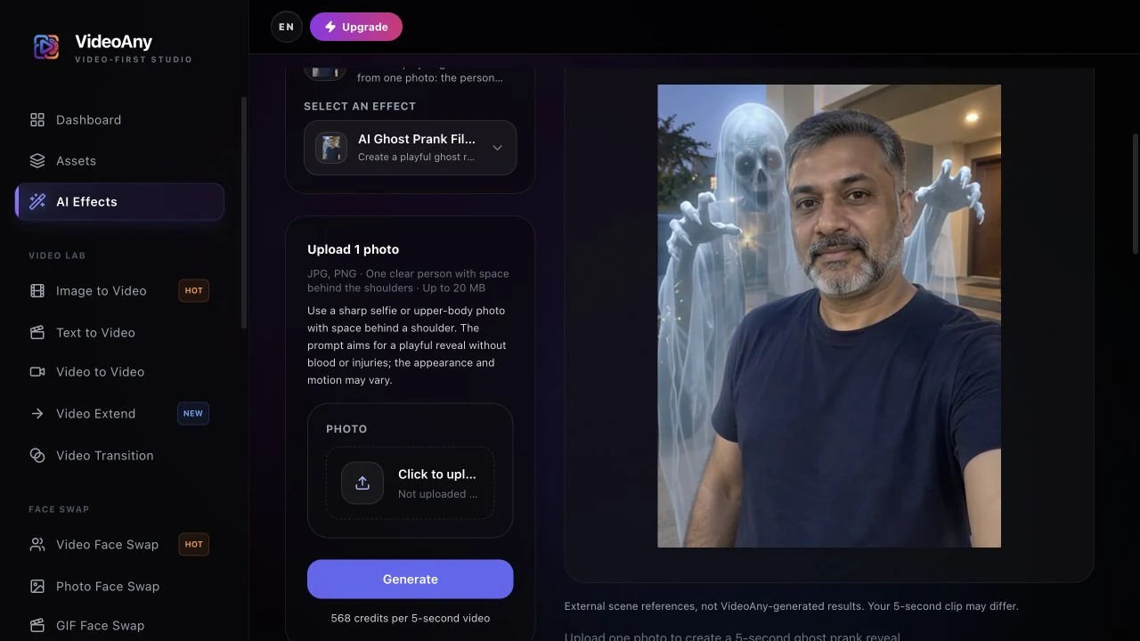 How to Make an AI Ghost Prank Filter Video From One Photo